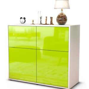 Sideboard Calliope | Korpus Weiß | Front in Hochglanz Grün | 92x79x35cm (BxHxT)