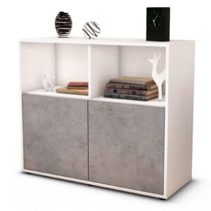Sideboard Camilla | Korpus Weiß | Front in Beton Optik | 92x79x35cm (BxHxT)