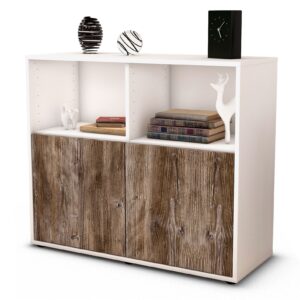 Sideboard Camilla | Korpus Weiß | Front in Treibholz Holz Optik | 92x79x35cm (BxHxT)