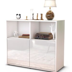 Sideboard Camilla | Korpus Weiß | Front in Hochglanz Weiß | 92x79x35cm (BxHxT)