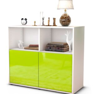 Sideboard Camilla | Korpus Weiß | Front in Hochglanz Grün | 92x79x35cm (BxHxT)