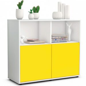 Sideboard Camilla | Korpus Weiß | Front in Gelb | 92x79x35cm (BxHxT)