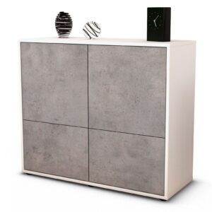 Sideboard Cara | Korpus Weiß | Front in Beton Optik | 92x79x35cm (BxHxT)