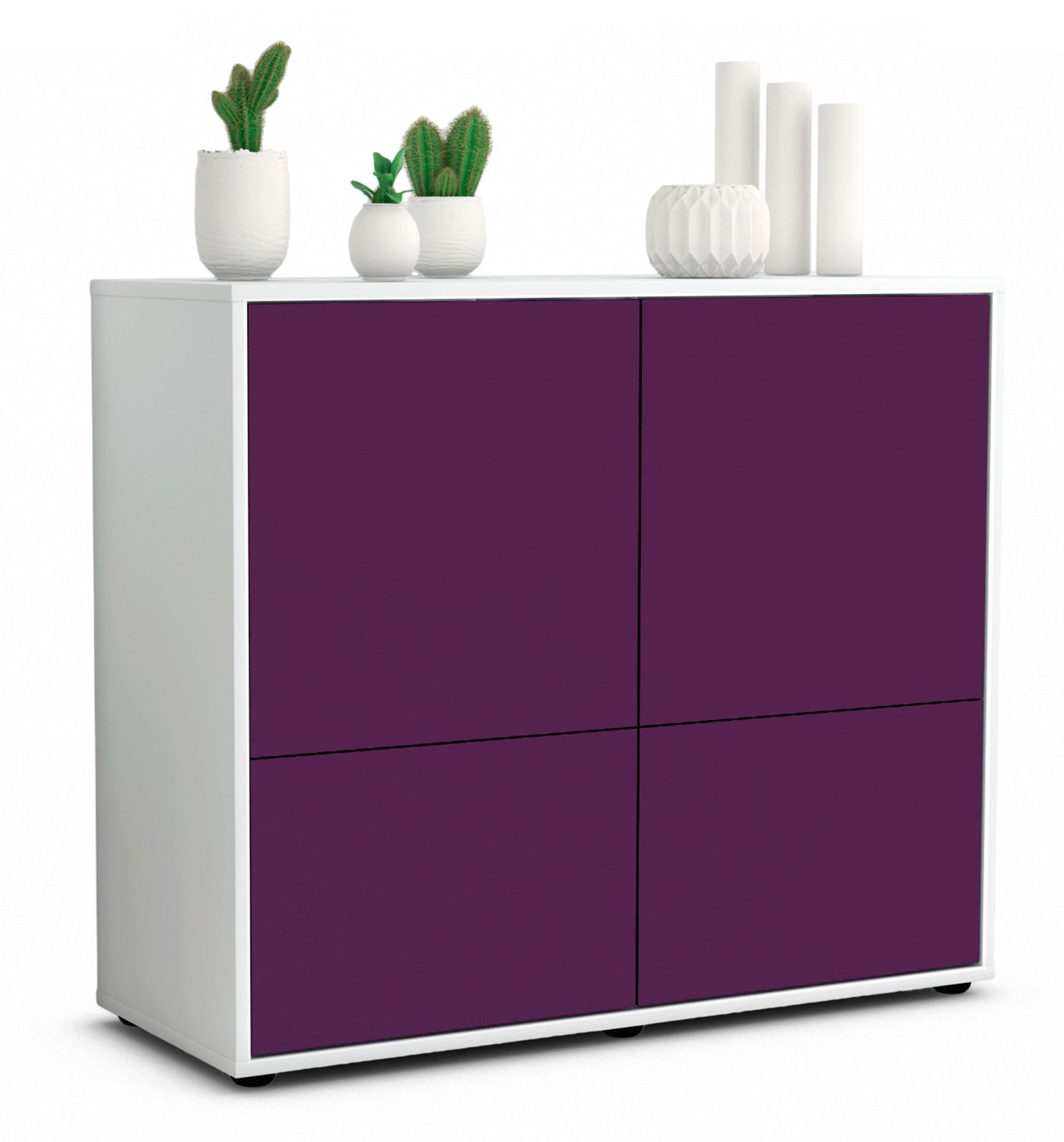Sideboard Cara | Korpus Weiß | Front in Lila | 92x79x35cm (BxHxT) 1 Sideboard Cara | Korpus Weiß | Front in Lila | 92x79x35cm (BxHxT)