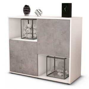 Sideboard Caralina | Korpus Weiß | Front in Beton Optik | 92x79x35cm (BxHxT)