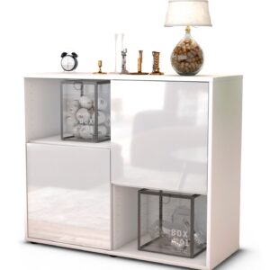 Sideboard Caralina | Korpus Weiß | Front in Hochglanz Weiß | 92x79x35cm (BxHxT)