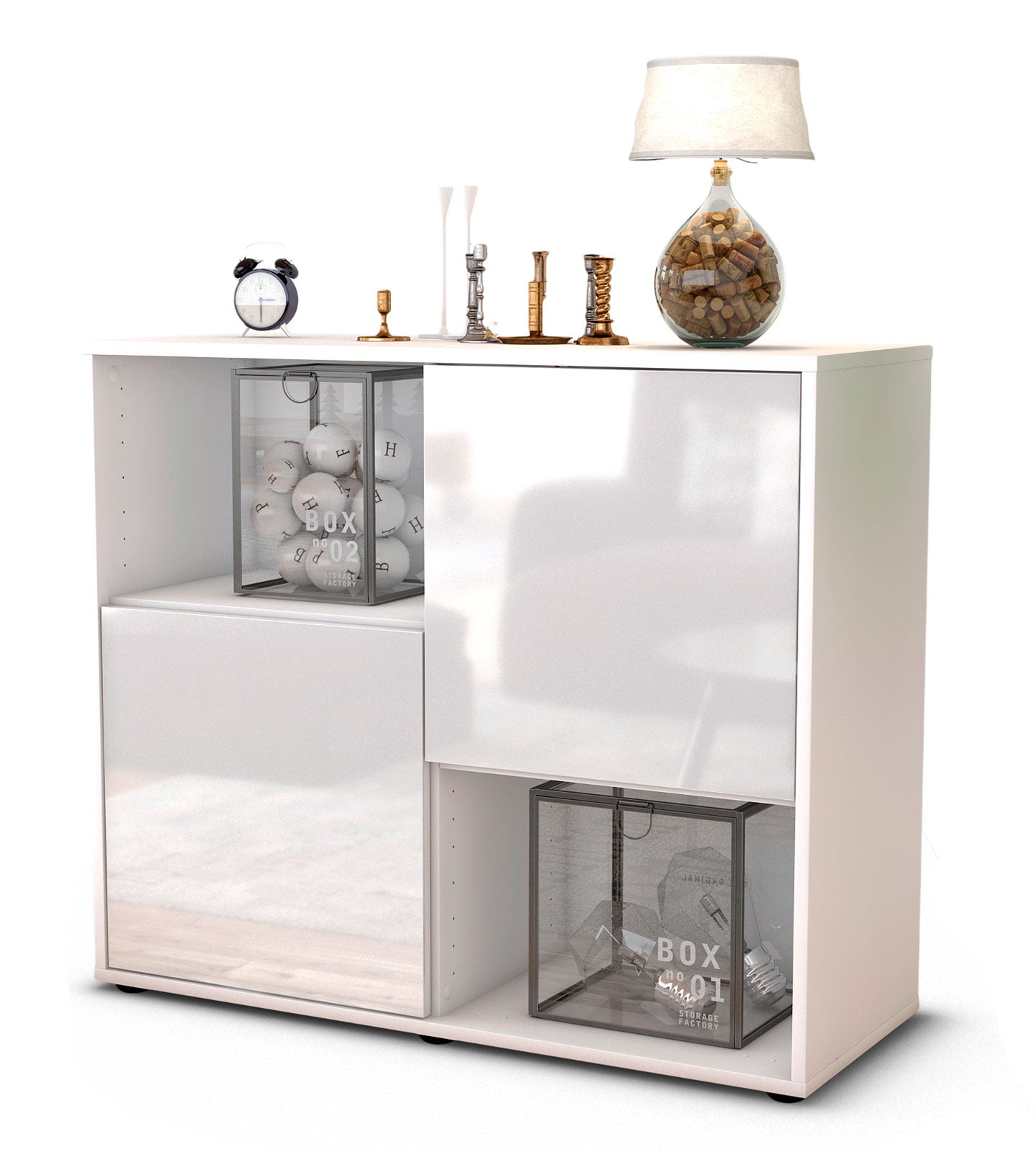 Sideboard Caralina | Korpus Weiß | Front in Hochglanz Weiß | 92x79x35cm (BxHxT) 1 Sideboard Caralina | Korpus Weiß | Front in Hochglanz Weiß | 92x79x35cm (BxHxT)