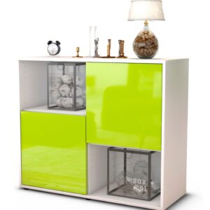 Sideboard Caralina | Korpus Weiß | Front in Hochglanz Grün | 92x79x35cm (BxHxT)