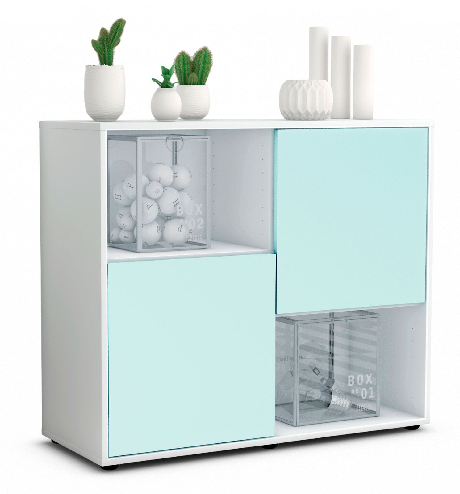 Sideboard Caralina | Korpus Weiß | Front in Mint | 92x79x35cm (BxHxT) 1 Sideboard Caralina | Korpus Weiß | Front in Mint | 92x79x35cm (BxHxT)