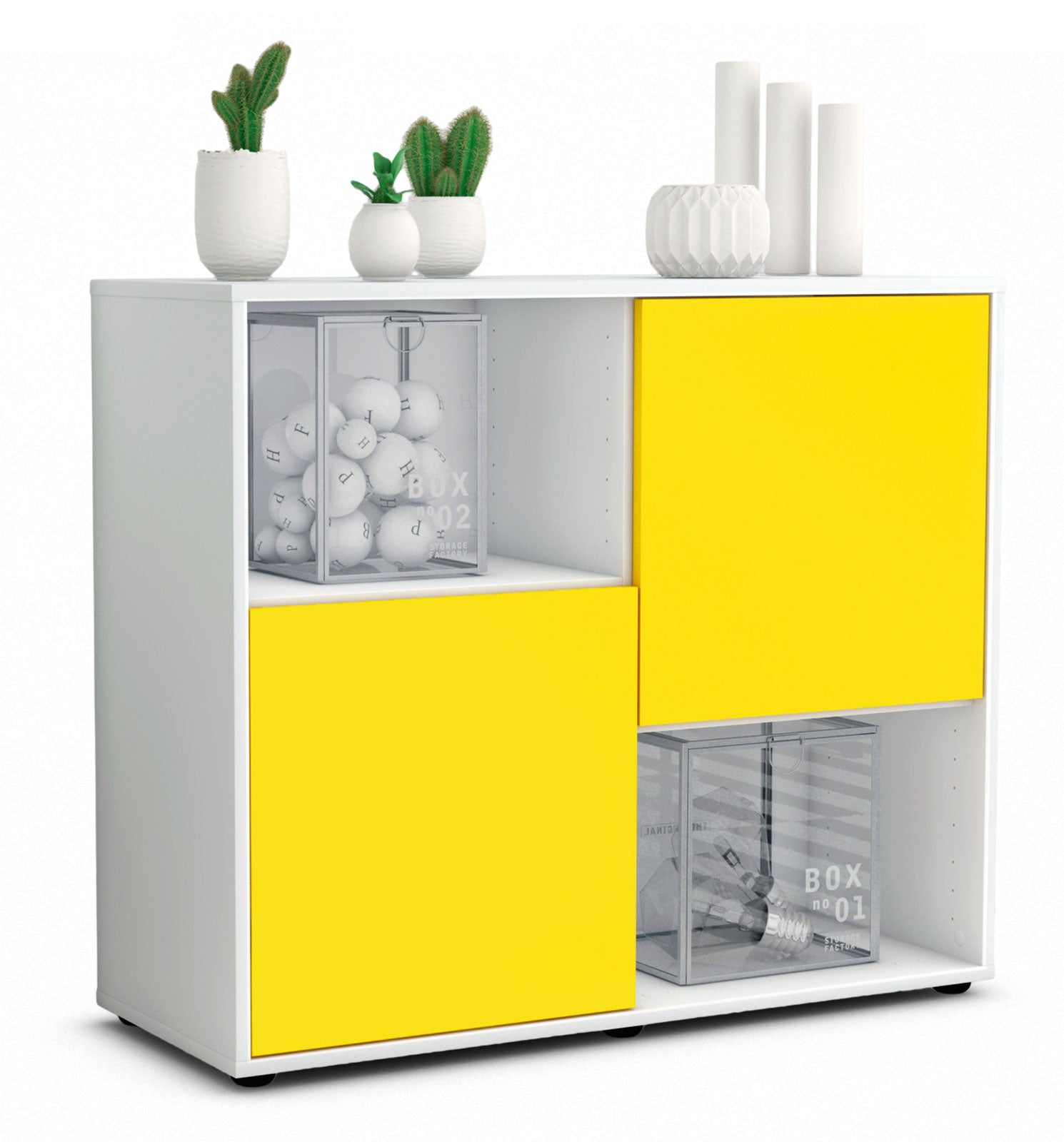 Sideboard Caralina | Korpus Weiß | Front in Gelb | 92x79x35cm (BxHxT) 1 Sideboard Caralina | Korpus Weiß | Front in Gelb | 92x79x35cm (BxHxT)