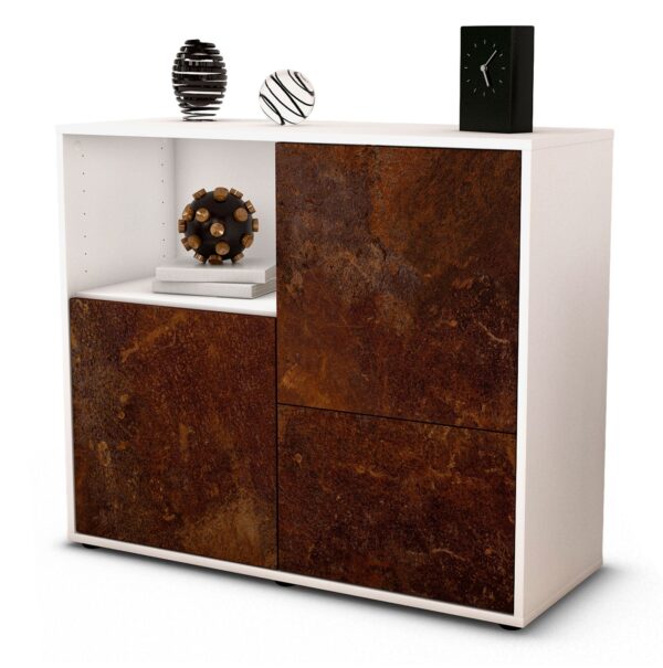 Sideboard Carina | Korpus Weiß | Front in Rost Optik | 92x79x35cm (BxHxT)