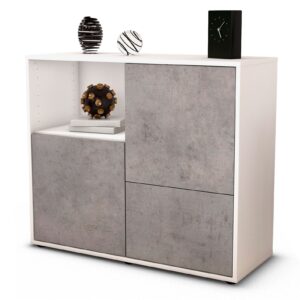 Sideboard Carina | Korpus Weiß | Front in Beton Optik | 92x79x35cm (BxHxT)