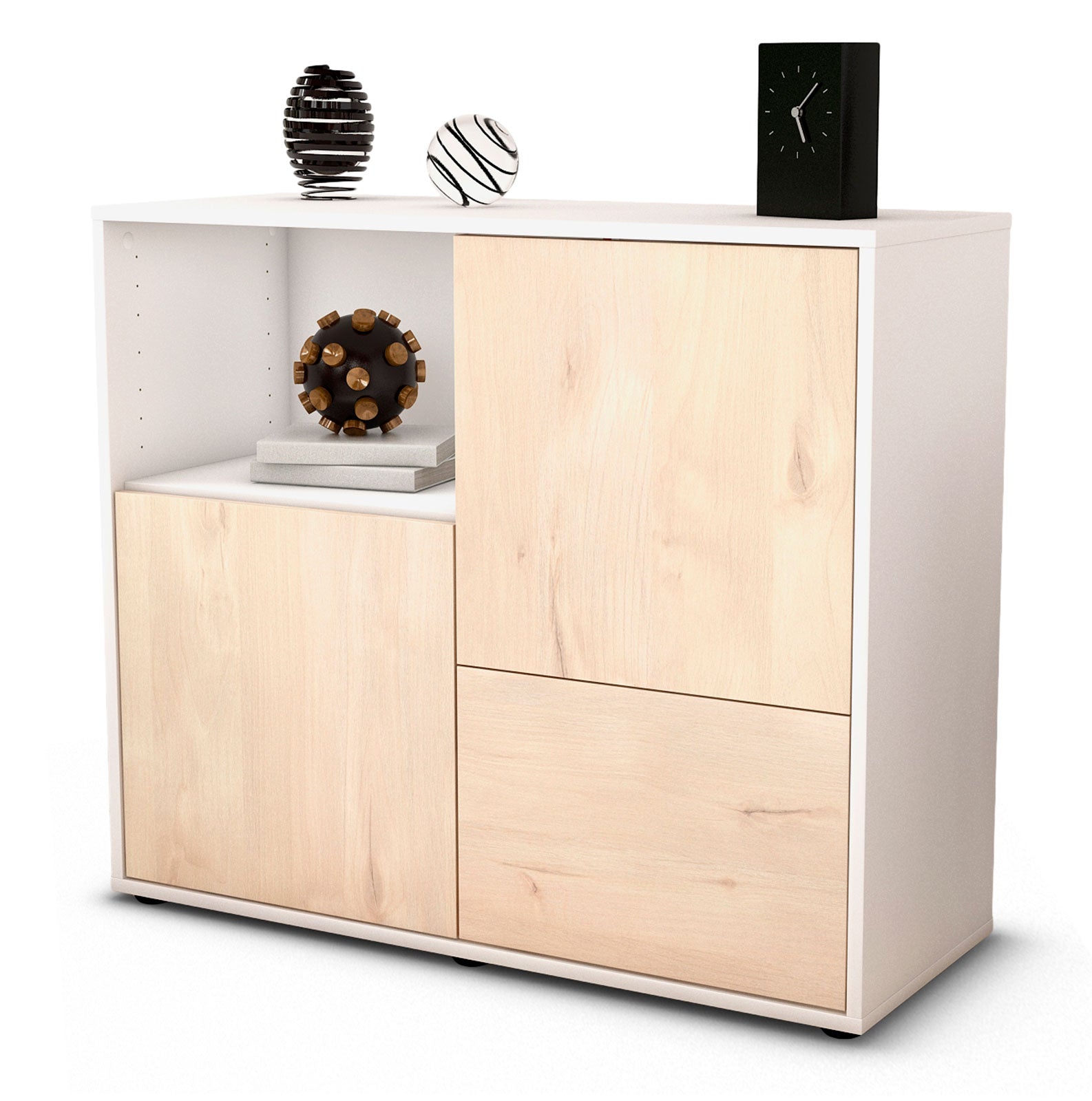 Sideboard Carina | Korpus Weiß | Front in Zeder Holz Optik | 92x79x35cm (BxHxT) 1 Sideboard Carina | Korpus Weiß | Front in Zeder Holz Optik | 92x79x35cm (BxHxT)