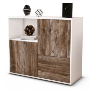 Sideboard Carina | Korpus Weiß | Front in Treibholz Holz Optik | 92x79x35cm (BxHxT)