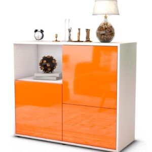 Sideboard Carina | Korpus Weiß | Front in Hochglanz Orange | 92x79x35cm (BxHxT)