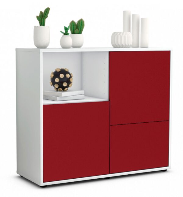 Sideboard Carina | Korpus Weiß | Front in Bordeaux | 92x79x35cm (BxHxT)