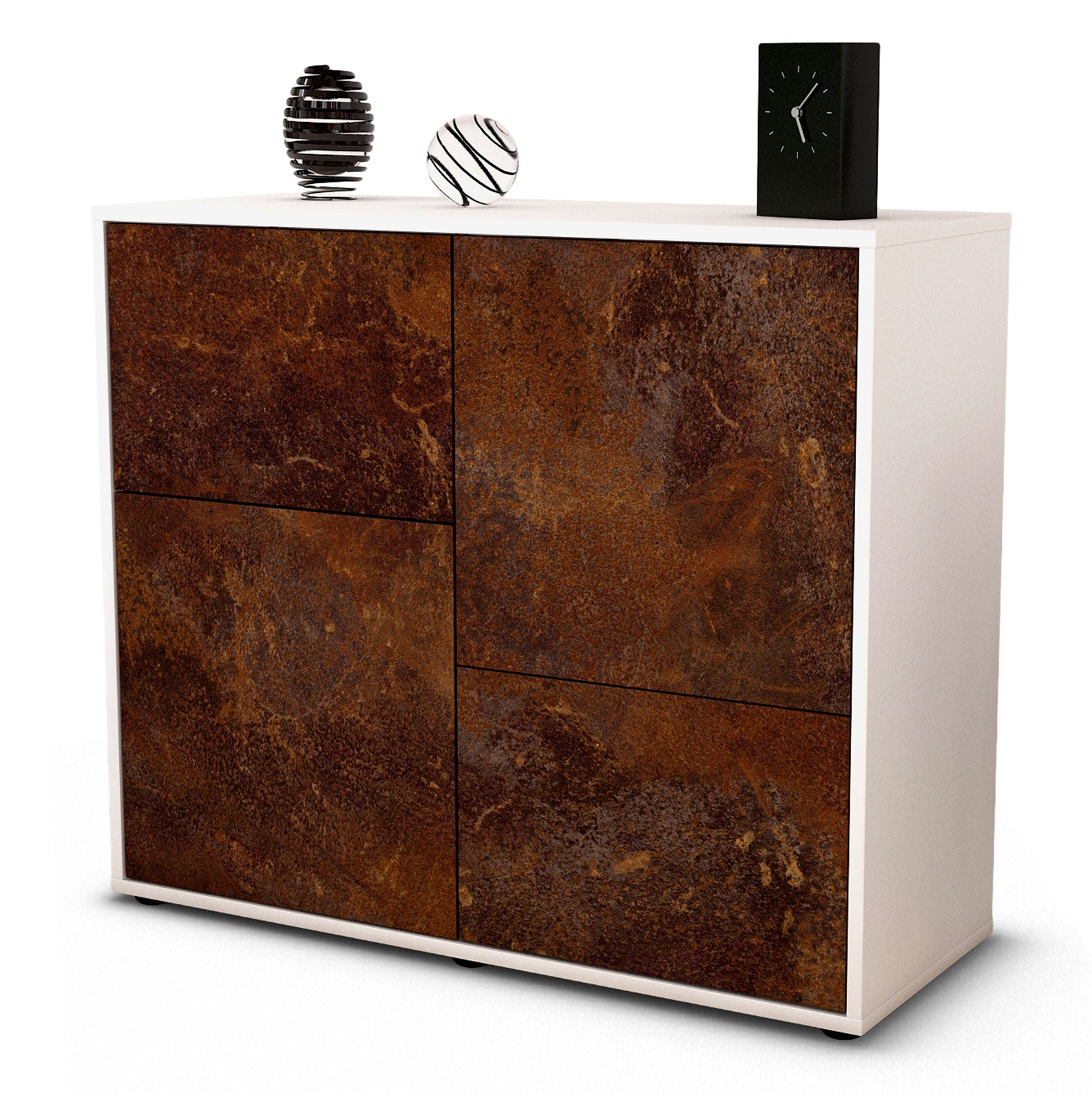 Sideboard Carla | Korpus Weiß | Front in Rost Optik | 92x79x35cm (BxHxT) 1 Sideboard Carla | Korpus Weiß | Front in Rost Optik | 92x79x35cm (BxHxT)
