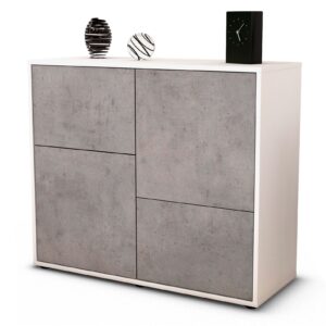 Sideboard Carla | Korpus Weiß | Front in Beton Optik | 92x79x35cm (BxHxT)