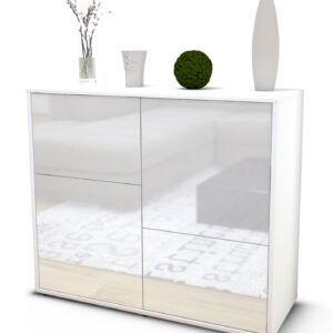 Sideboard Carla | Korpus Weiß | Front in Hochglanz Weiß | 92x79x35cm (BxHxT)