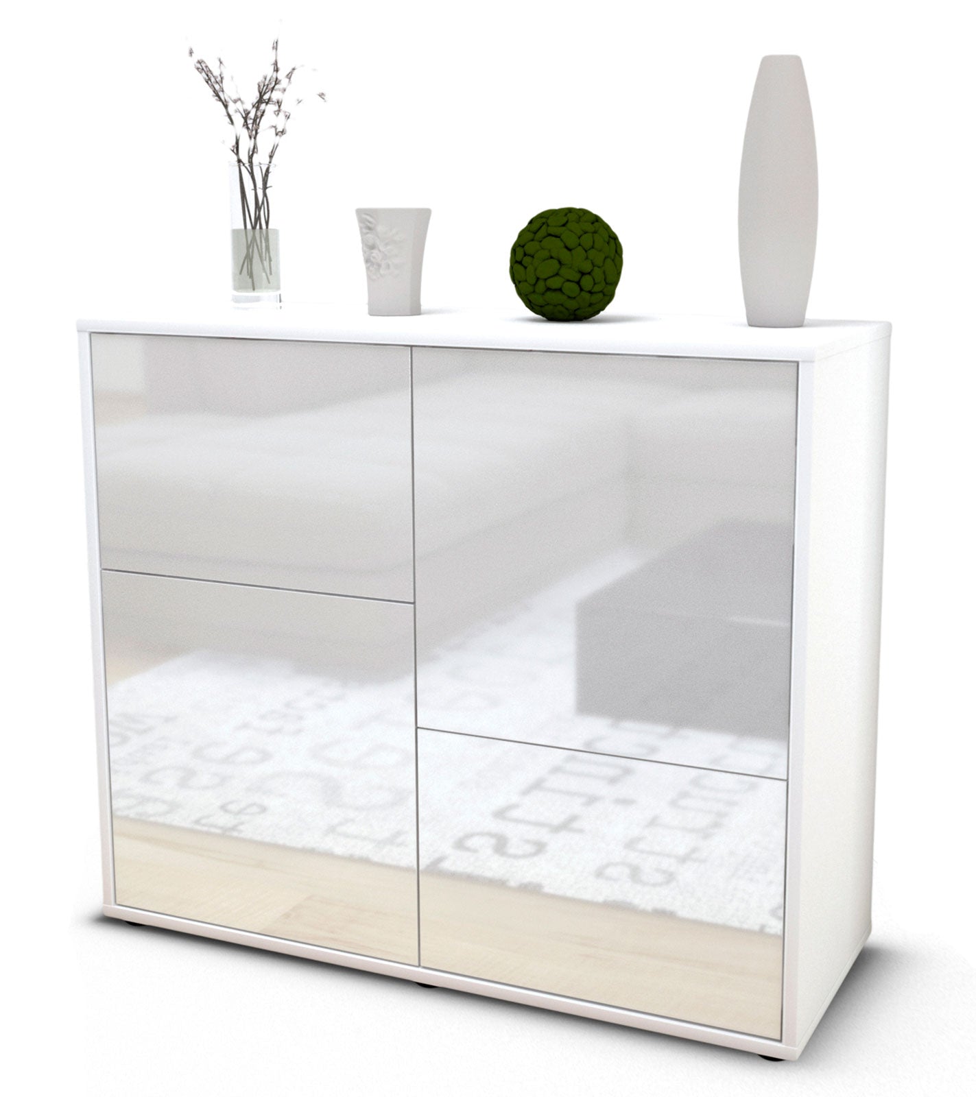 Sideboard Carla | Korpus Weiß | Front in Hochglanz Weiß | 92x79x35cm (BxHxT) 1 Sideboard Carla | Korpus Weiß | Front in Hochglanz Weiß | 92x79x35cm (BxHxT)