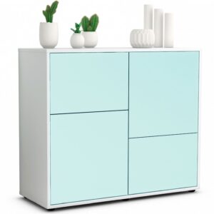 Sideboard Carla | Korpus Weiß | Front in Mint | 92x79x35cm (BxHxT)