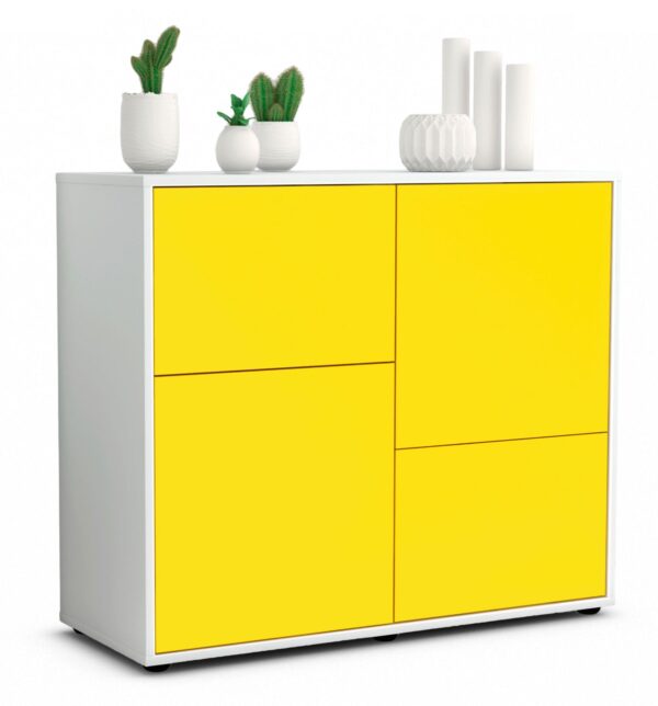 Sideboard Carla | Korpus Weiß | Front in Gelb | 92x79x35cm (BxHxT)