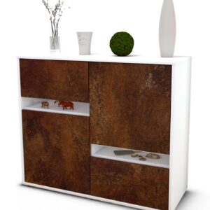 Sideboard Carlotta | Korpus Weiß | Front in Rost Optik | 92x79x35cm (BxHxT)