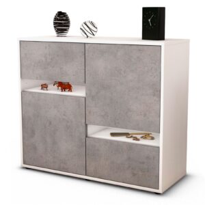 Sideboard Carlotta | Korpus Weiß | Front in Beton Optik | 92x79x35cm (BxHxT)