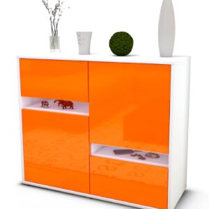 Sideboard Carlotta | Korpus Weiß | Front in Hochglanz Orange | 92x79x35cm (BxHxT)