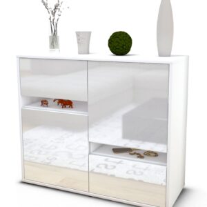 Sideboard Carlotta | Korpus Weiß | Front in Hochglanz Weiß | 92x79x35cm (BxHxT)