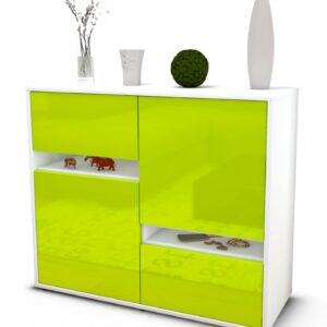 Sideboard Carlotta | Korpus Weiß | Front in Hochglanz Grün | 92x79x35cm (BxHxT)
