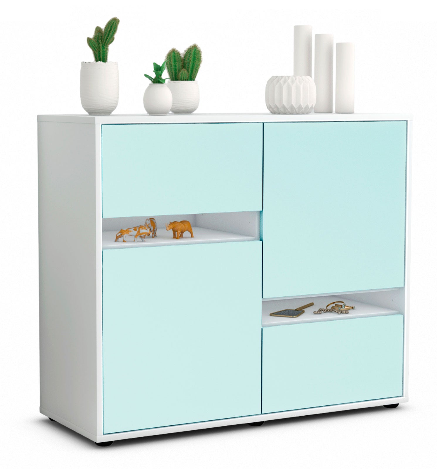 Sideboard Carlotta | Korpus Weiß | Front in Mint | 92x79x35cm (BxHxT) 1 Sideboard Carlotta | Korpus Weiß | Front in Mint | 92x79x35cm (BxHxT)