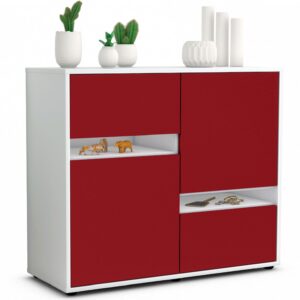 Sideboard Carlotta | Korpus Weiß | Front in Bordeaux | 92x79x35cm (BxHxT)