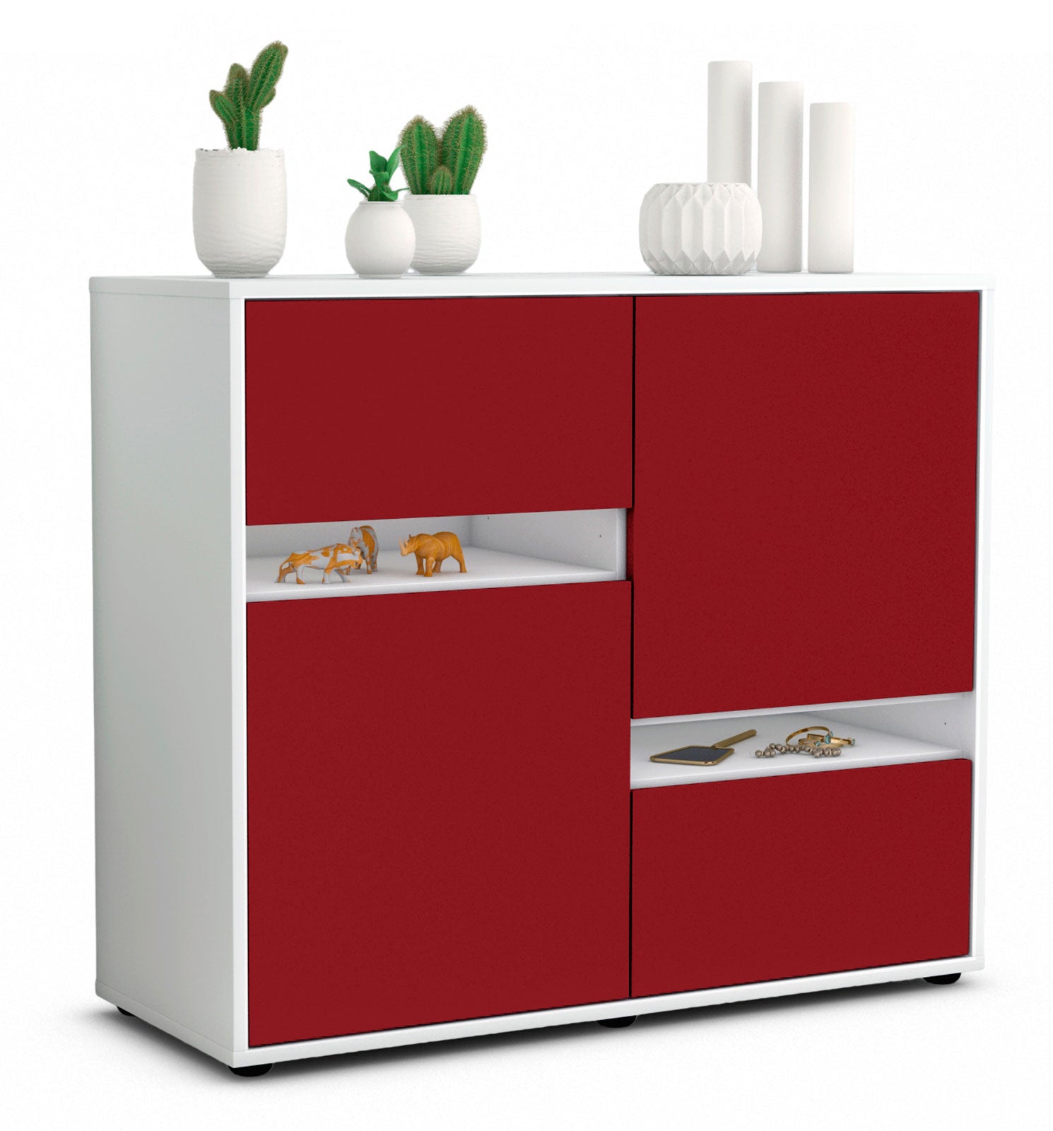 Sideboard Carlotta | Korpus Weiß | Front in Bordeaux | 92x79x35cm (BxHxT) 1 Sideboard Carlotta | Korpus Weiß | Front in Bordeaux | 92x79x35cm (BxHxT)