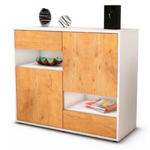 Sideboard Carmelina | Korpus Weiß | Front in Eiche Holz Optik | 92x79x35cm (BxHxT)
