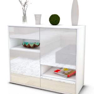 Sideboard Carmelina | Korpus Weiß | Front in Hochglanz Weiß | 92x79x35cm (BxHxT)
