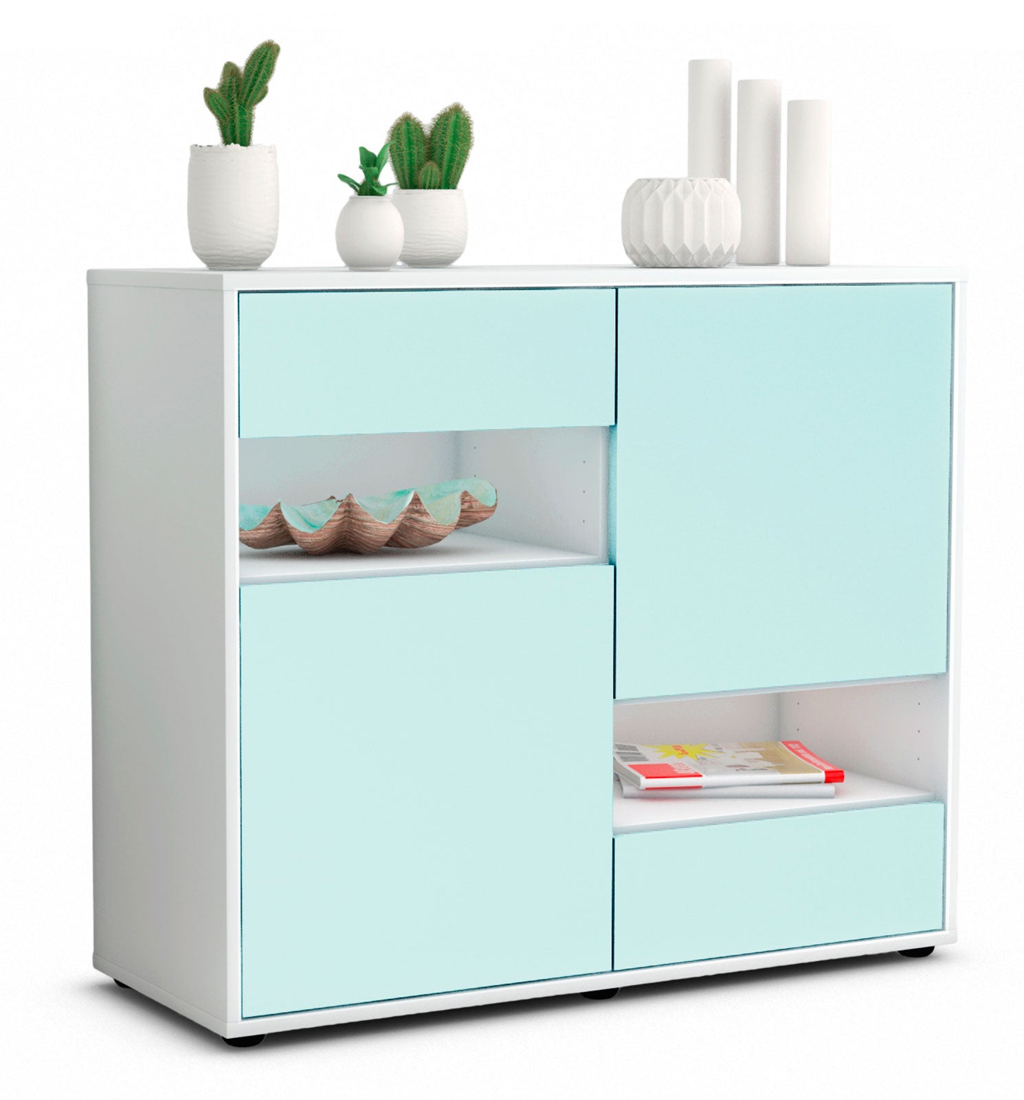 Sideboard Carmelina | Korpus Weiß | Front in Mint | 92x79x35cm (BxHxT) 1 Sideboard Carmelina | Korpus Weiß | Front in Mint | 92x79x35cm (BxHxT)
