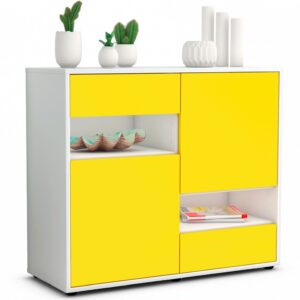 Sideboard Carmelina | Korpus Weiß | Front in Gelb | 92x79x35cm (BxHxT)