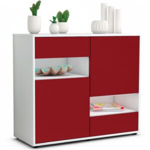 Sideboard Carmelina | Korpus Weiß | Front in Bordeaux | 92x79x35cm (BxHxT)