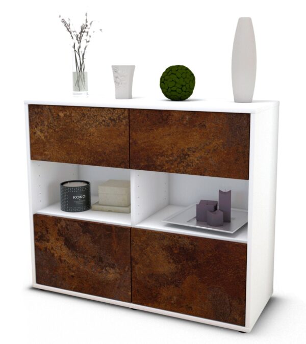 Sideboard Carmen | Korpus Weiß | Front in Rost Optik | 92x79x35cm (BxHxT)