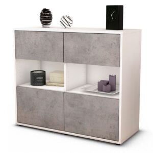 Sideboard Carmen | Korpus Weiß | Front in Beton Optik | 92x79x35cm (BxHxT)