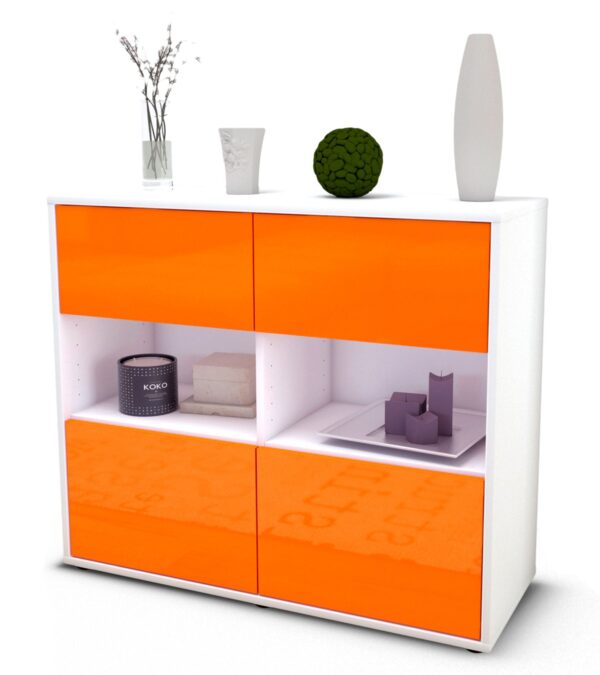 Sideboard Carmen | Korpus Weiß | Front in Hochglanz Orange | 92x79x35cm (BxHxT)