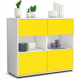 Sideboard Carmen | Korpus Weiß | Front in Gelb | 92x79x35cm (BxHxT)