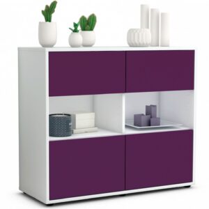 Sideboard Carmen | Korpus Weiß | Front in Lila | 92x79x35cm (BxHxT)
