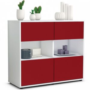 Sideboard Carmen | Korpus Weiß | Front in Bordeaux | 92x79x35cm (BxHxT)