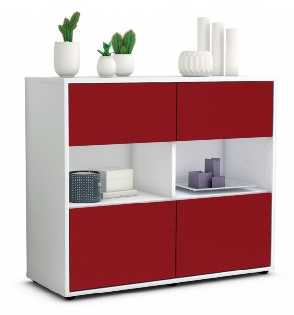 Sideboard Carmen | Korpus Weiß | Front in Bordeaux | 92x79x35cm (BxHxT)