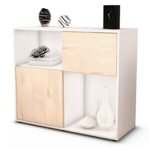 Sideboard Carola | Korpus Weiß | Front in Zeder Holz Optik | 92x79x35cm (BxHxT)