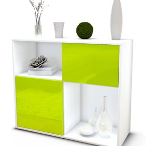 Sideboard Carola | Korpus Weiß | Front in Hochglanz Grün | 92x79x35cm (BxHxT)
