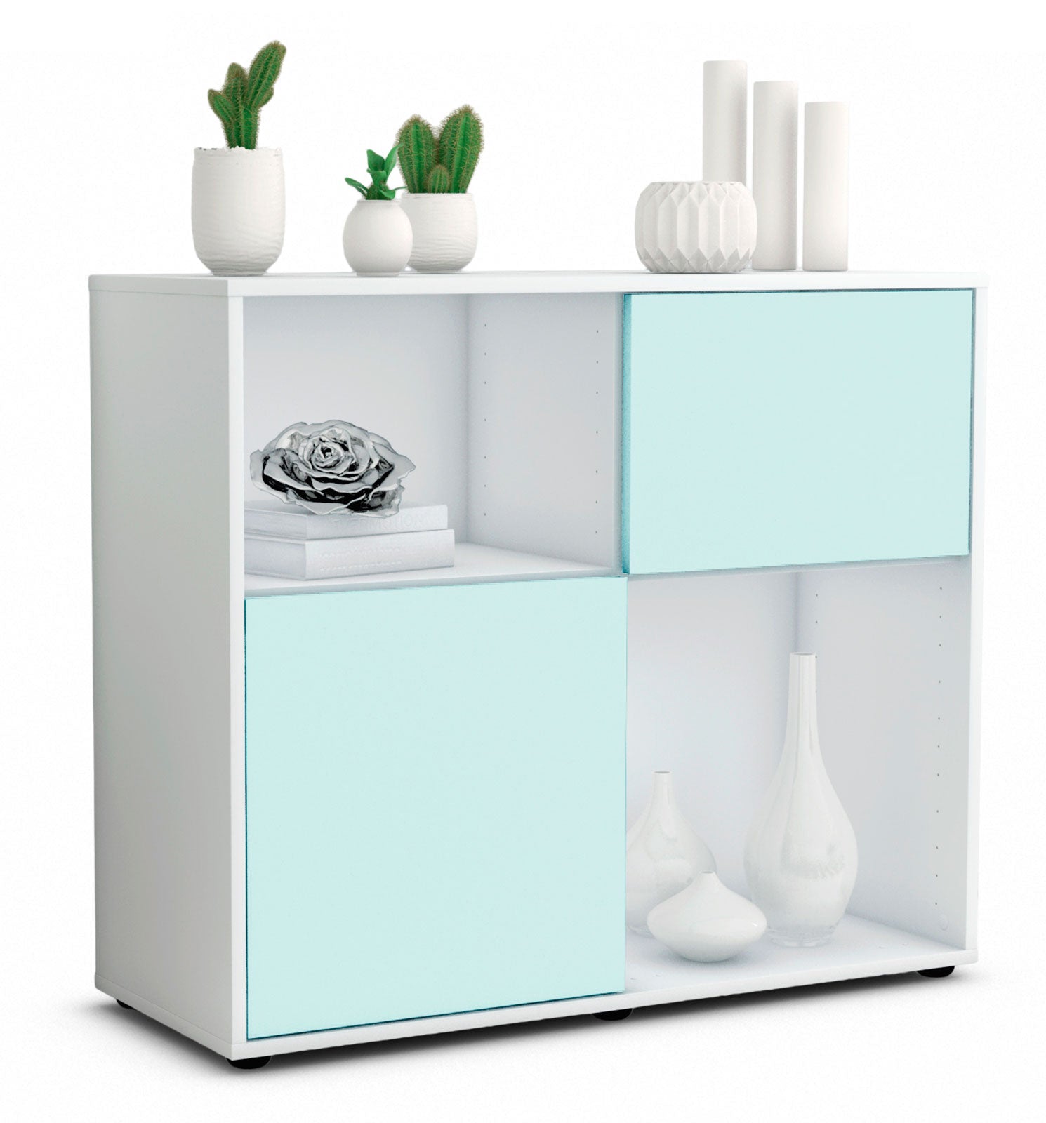Sideboard Carola | Korpus Weiß | Front in Mint | 92x79x35cm (BxHxT) 1 Sideboard Carola | Korpus Weiß | Front in Mint | 92x79x35cm (BxHxT)