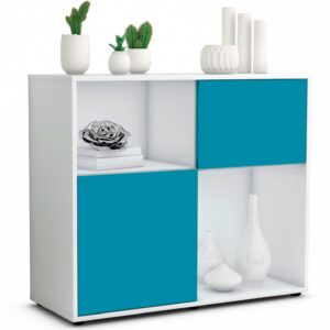 Sideboard Carola | Korpus Weiß | Front in Türkis | 92x79x35cm (BxHxT)